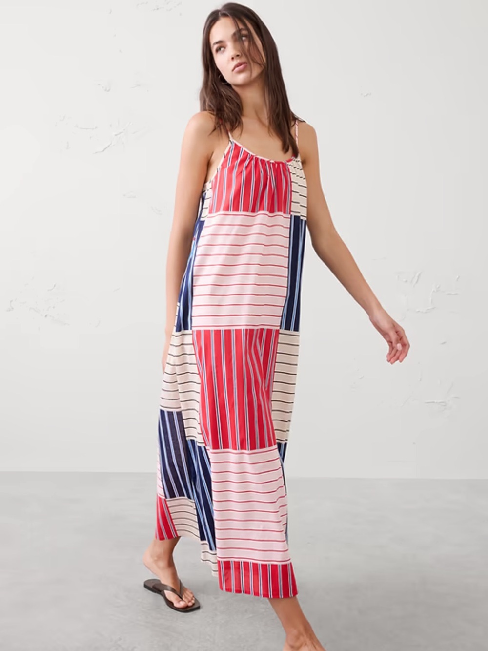 NWT Banana Republic Striped Maxi Dress in Navy, Red & Cream